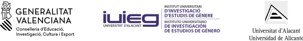 Logotipos de la Generalitat Valenciana, la Universidad de Alicante y el IUIEG, con enlace a este.